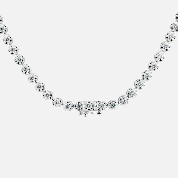 T. H. Baker 9ct White Gold Certified 10.00ct Lab Grown Diamond Graduated Tennis Necklace LGN23469-1000SF
