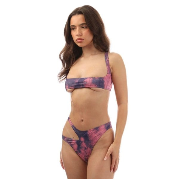 Off White Womens/Ladies Tie Dye Cut Out Bikini Set - Pink/Blue