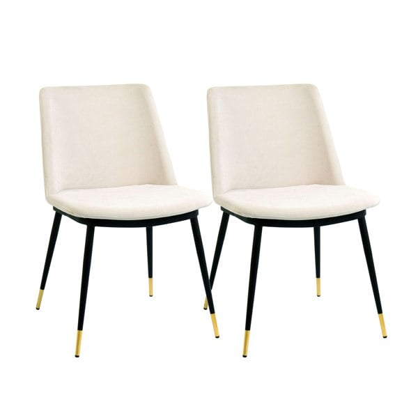 Furniture Edit Evora Cream Velvet Chair Gold Legs Set of 2