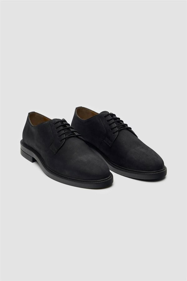 House of Cavani Pedro Waxy Black Leather Plain Shoe