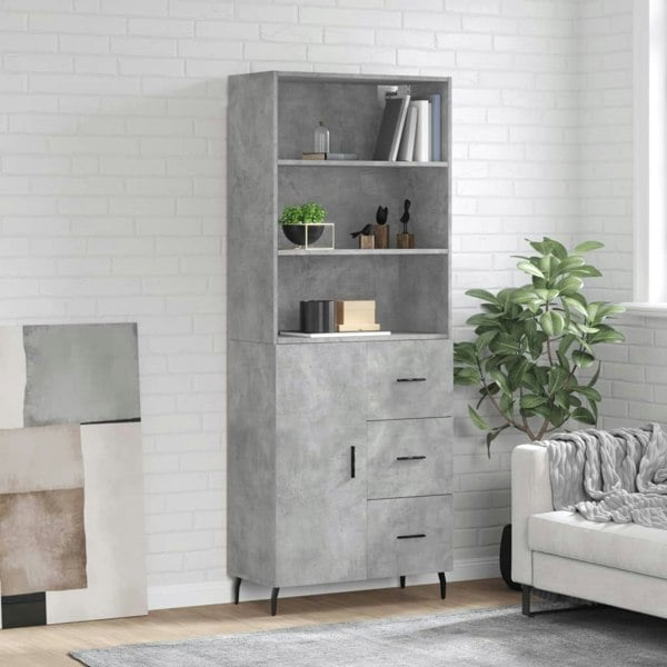 Berkfield Highboard Concrete Grey 69.5x34x180 cm Engineered Wood