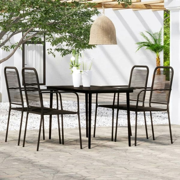 Berkfield 5 Piece Garden Dining Set Black