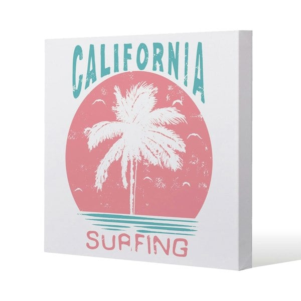 Benjamin Tate Design California Surfing Slim Style Canvas Print  75x75cm , 15mm Slim Real wood.