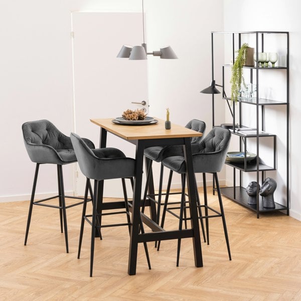 Furniture To Go Seaford Black Metal Large Asymmetrical Bookcase with 5 Black Shelves