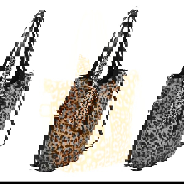 Kitise Leopard Print Bucket Tote Shoulder Bag Detachable Strap