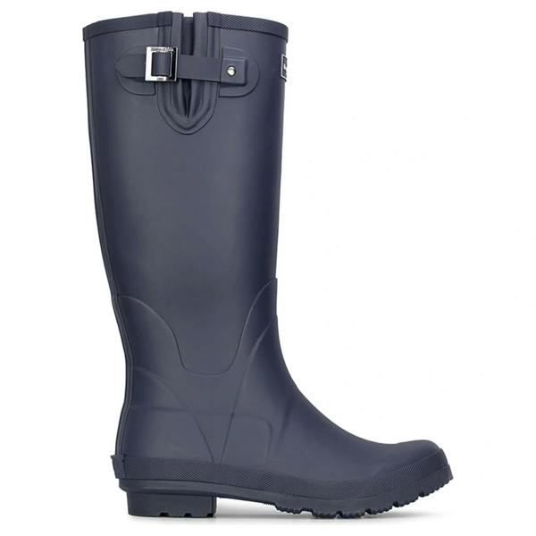 Hoggs of Fife Braemar Pro Wellington Boots in navy, side view showing adjustable calf strap