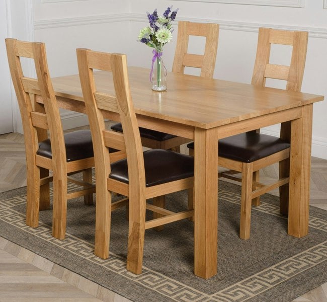 That's Furniture Oslo 150 x 90cm Medium Oak Dining Set with Yale Oak Chairs