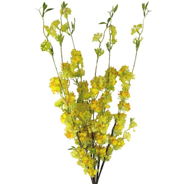 Leaf Pack of 6 x 100cm Yellow Blossom Spray Stem