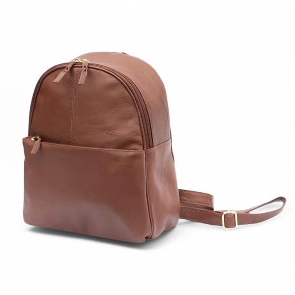 Front view of Tan backpack on a white background