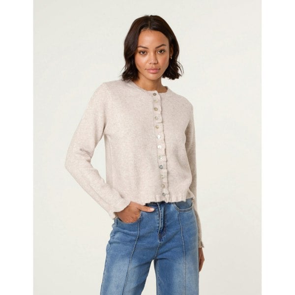 Blue Vanilla Cardigan With Ruffle Trim