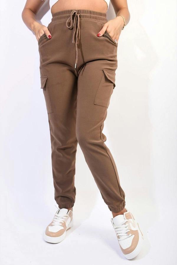 Frankie Cargo Pocket Trouser With Drawstring - Brown