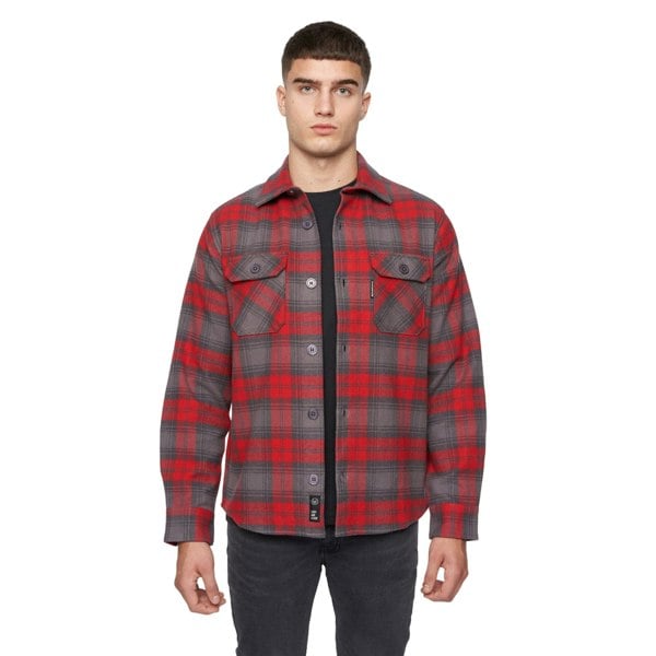 Duck and Cover Mens Willington Checked Overshirt - Red