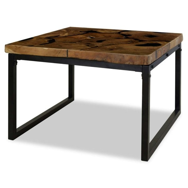 Berkfield Coffee Table Teak Resin 60x60x40 cm Black and Brown