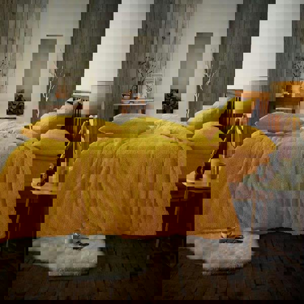 Smart Living Teddy Plain Duvet Cover and Pillowcase Set - Ochre