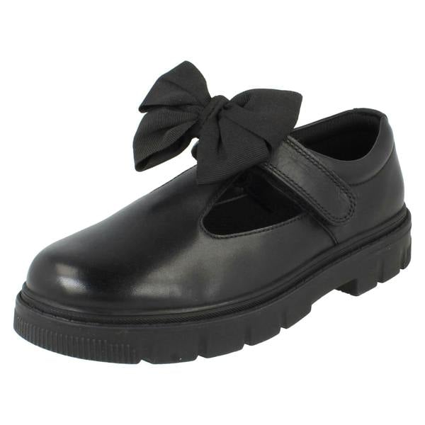 Clarks Girls Clarks Leather T-Bar School Shoes with Detachable Bow Lorcam Hope K
