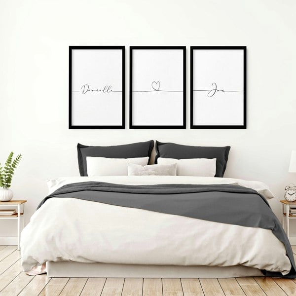 Customized valentines gift | set of 3 Bedroom wall art