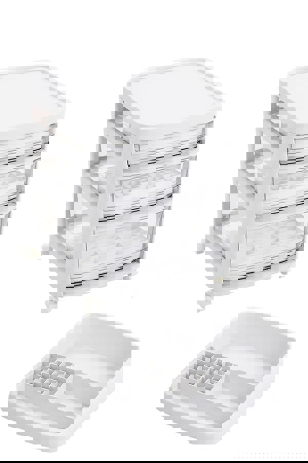 Living and Home 3 Tier Cosmetic Drawer Storage Trolley Mobile To Store Cosmetics Storage Box