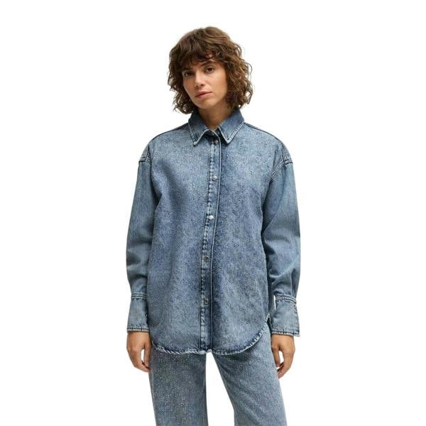 Boss Womens/Ladies Denim Relaxed Fit Long-Sleeved Shirt - Dark Blue - 