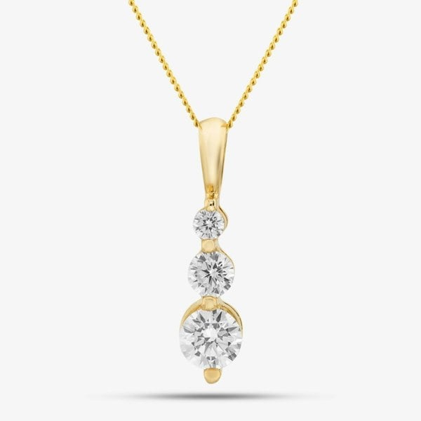 T. H. Baker 9ct Gold Cubic Zirconia Trilogy Pendant 1.62.4114