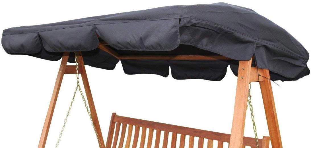The Garden Marketplace Spare Canopy for 3 Seater Garden Swing Seat or Hammock, Black Polyester Replacement Roof Cover, Shower Proof and Fade Resistant