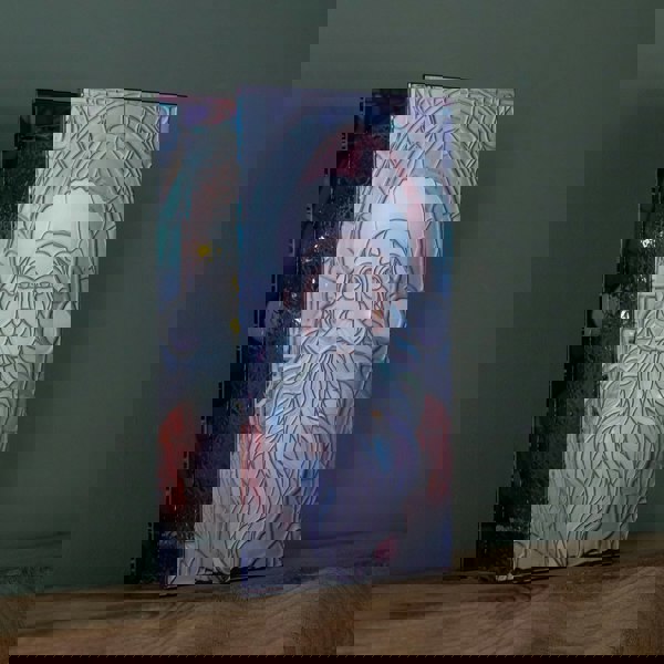 Samuel Alexander 21cm Battery Operated Double Sided Stained Glass Santa Decoration with LEDs