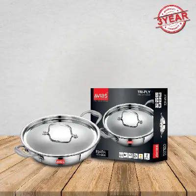 AVIAS TRIPLY KADAI WITH SS LID - 26CM (3.25L)