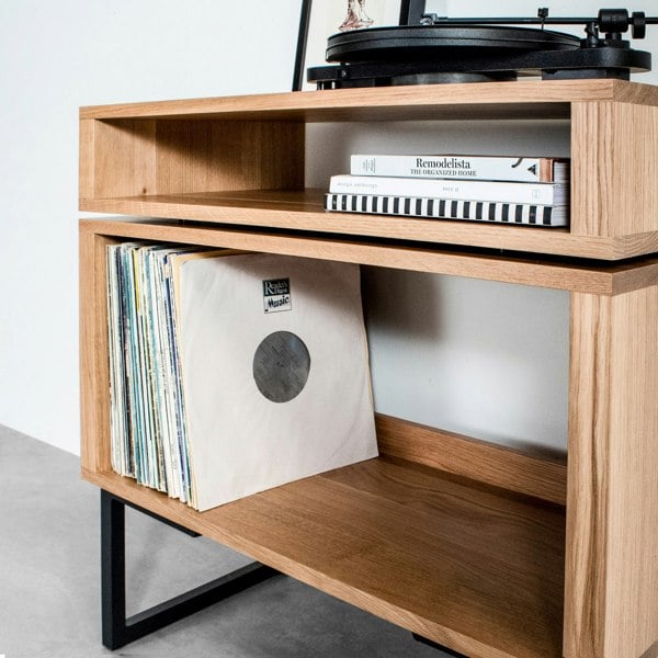 The Urban Editions Stack Record Player Stand on Minimalist Square Legs