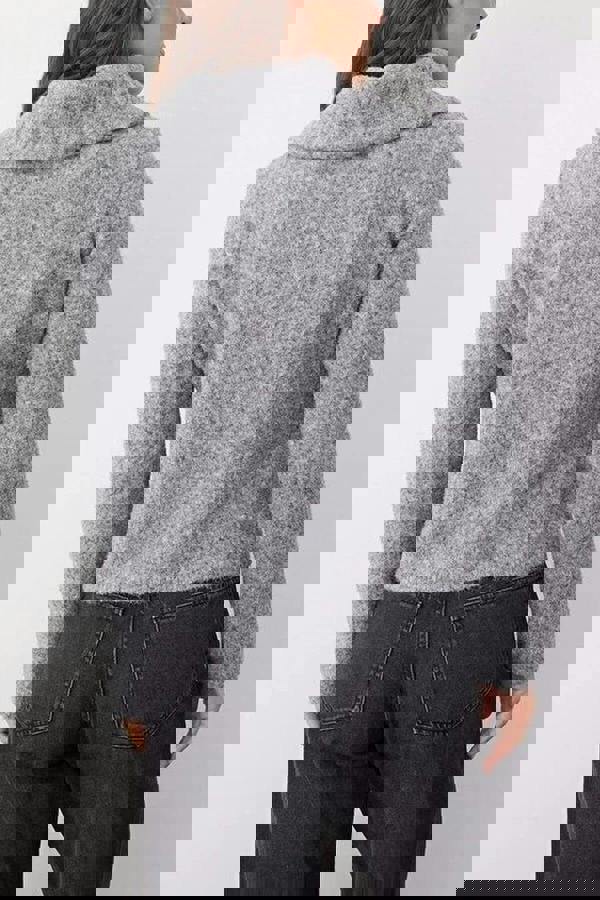 WOVCOR Wool Blended Beard Yarn Zippered Knit Cardigan