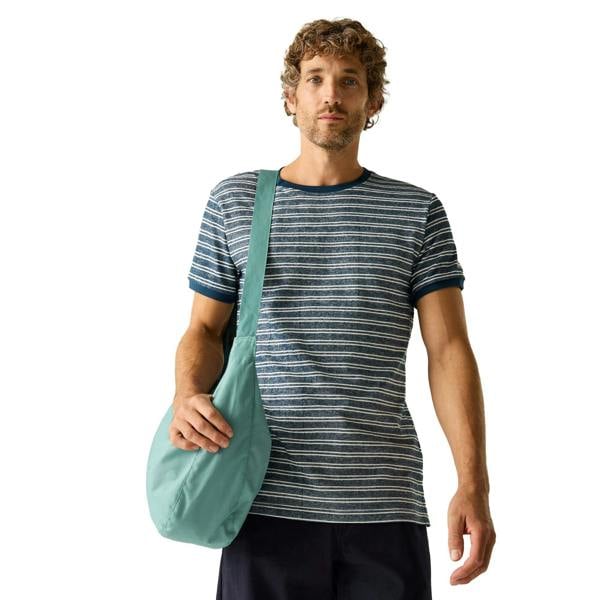 Regatta Mens Benlin Striped T-Shirt - Moonlight Denim/Grey-White - 