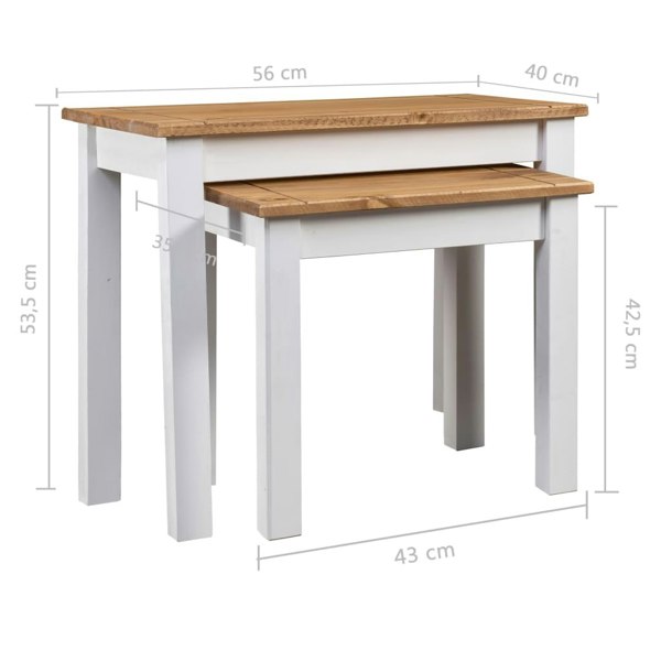 Berkfield Nesting Tables 2 pcs White Solid Pine Wood Panama Range