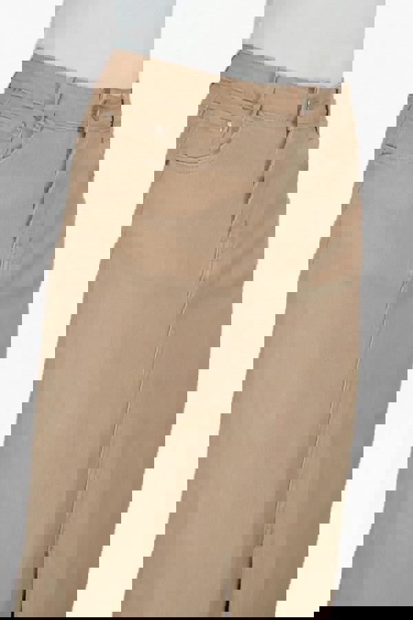 Paulo Due Women's Front Split Maxi Skirt Stretch Twill