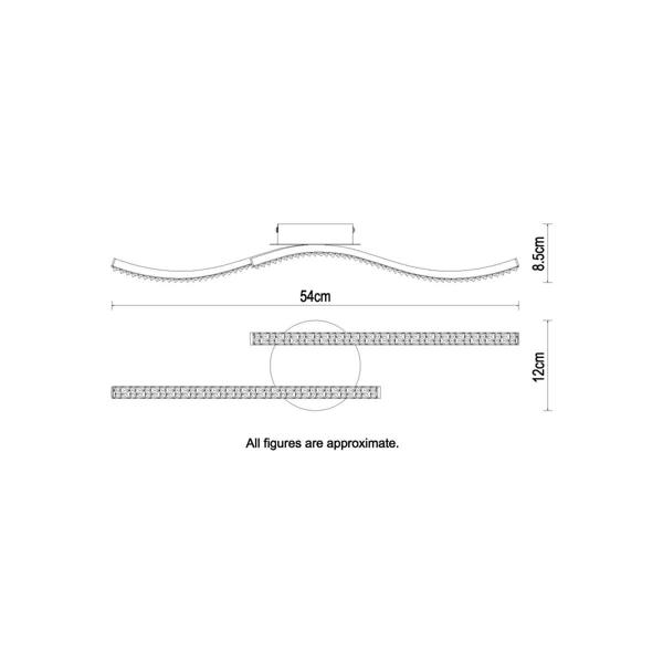 COSYLYTE Kenworth 2 Light Integrated LED Wavy Ceiling Light