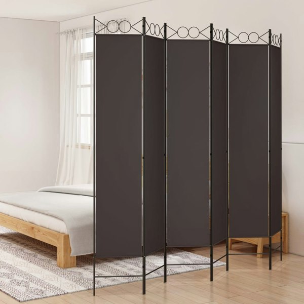 Berkfield 6-Panel Room Divider Brown 240x220 cm Fabric
