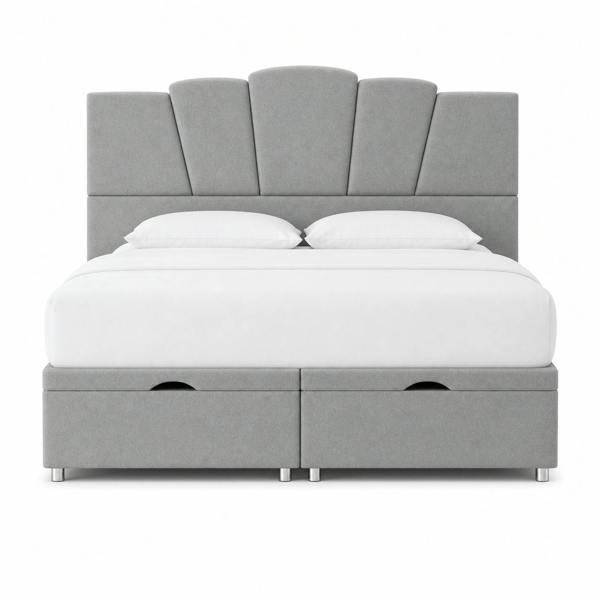 Great British Beds John Art Deco Divan Ottoman Bed - Silver Plush