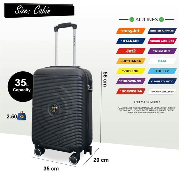 Infinity Luggage Robust ABS Hard Shell 8 Wheels Luggage Travel Holiday Cabin Suitcase Set
