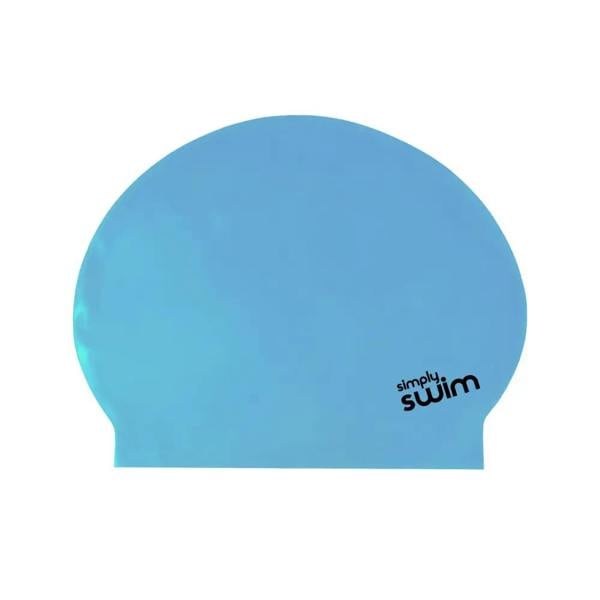 Blue Simply Swim silicone cap with solid colours latex logo