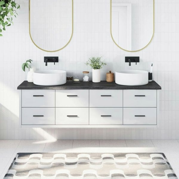 Berkfield Bathroom Countertop Dark Grey 180x60x4 cm Treated Solid Wood