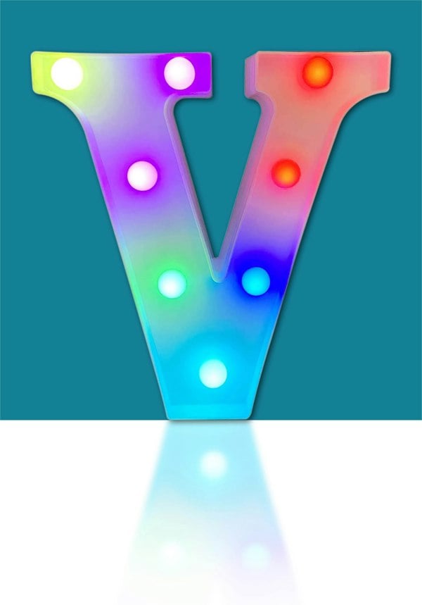 St Helens Battery Operated RGB Letter   With Remote Control Letter V