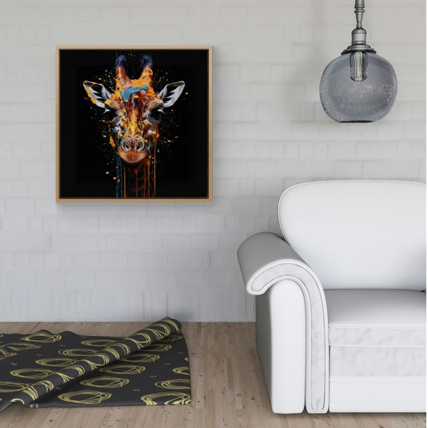 Warren Reed Giraffe Face Splash Art Framed Canvas