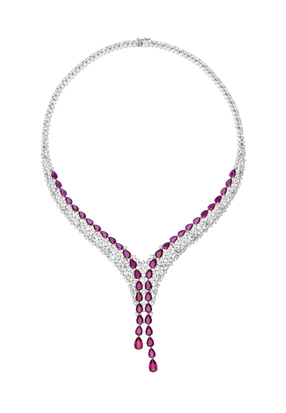 Latelita Baroness Statement Necklace Ruby Silver