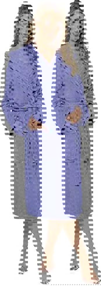 KAV Super Soft 100% Cotton Womens Hooded Towelling Bath Robe - Ladies Hooded Towel Robes for Housecoat, Nightwear, Lounge Wears with Pockets and Belt