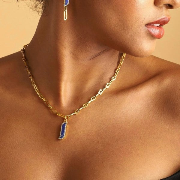 Wave Symphony Link Necklace - Blue Lapis - Lila Rasa