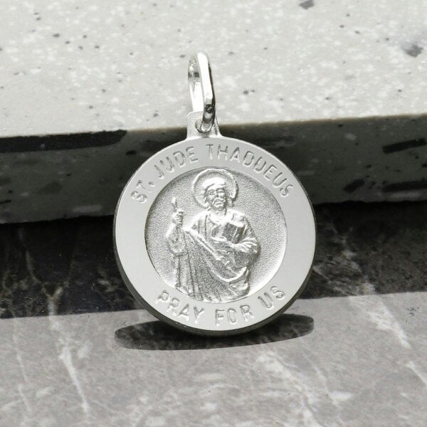 Christopher James of London Sterling Silver St Jude Thaddeus Medal With Optional Engraving and Chain