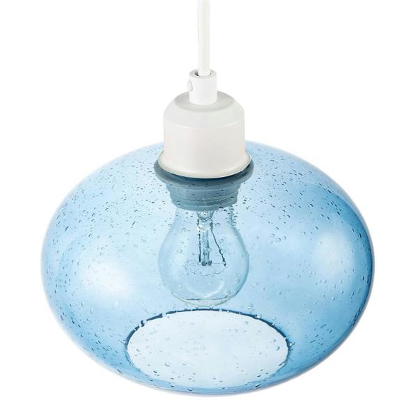 Modern Blue Blown-Glass Pendant Light Shade with Subtle Air Bubbles Image 3