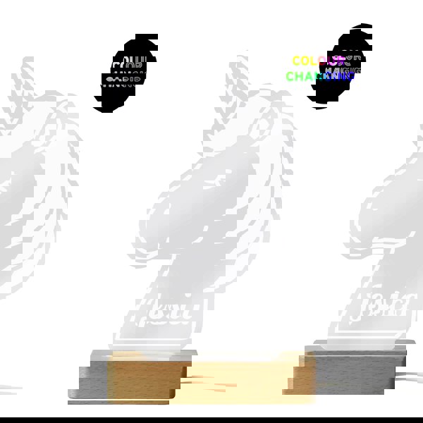 Personalised Memento Company Unicorn Wooden Based LED Light