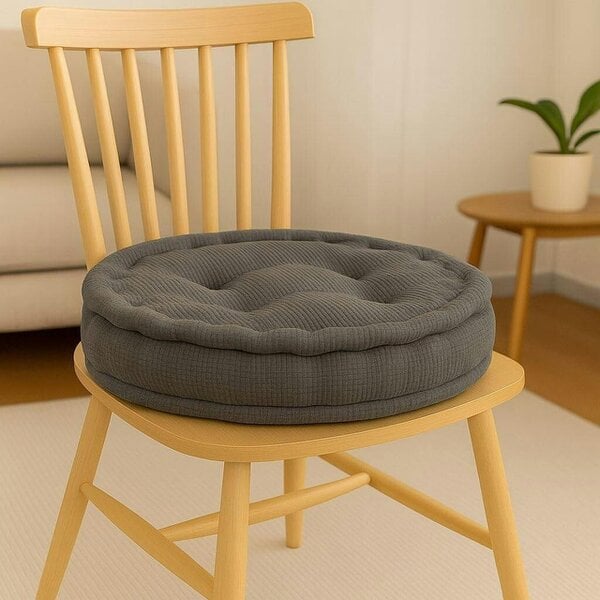 Night Zone Round Fleece Booster Seat Pad 10cm Thick – Soft Chair Cushion for Extra Height - Grey