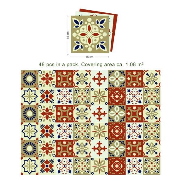 WT1564 - Bahia Burnt Orange and Beige Moroccan Wall Tile Sticker Set - 15 cm x 15 cm - 24 pcs
