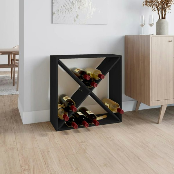 Berkfield Wine Cabinet Black 62x25x62 cm Solid Wood Pine