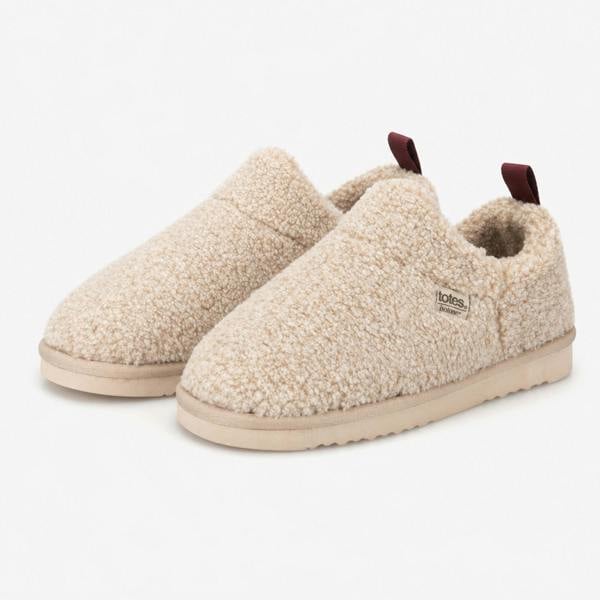 Totes BORG BOOTIE WITH BACK TAPE DETAIL Slipper Boots Slipper Boots   in  White