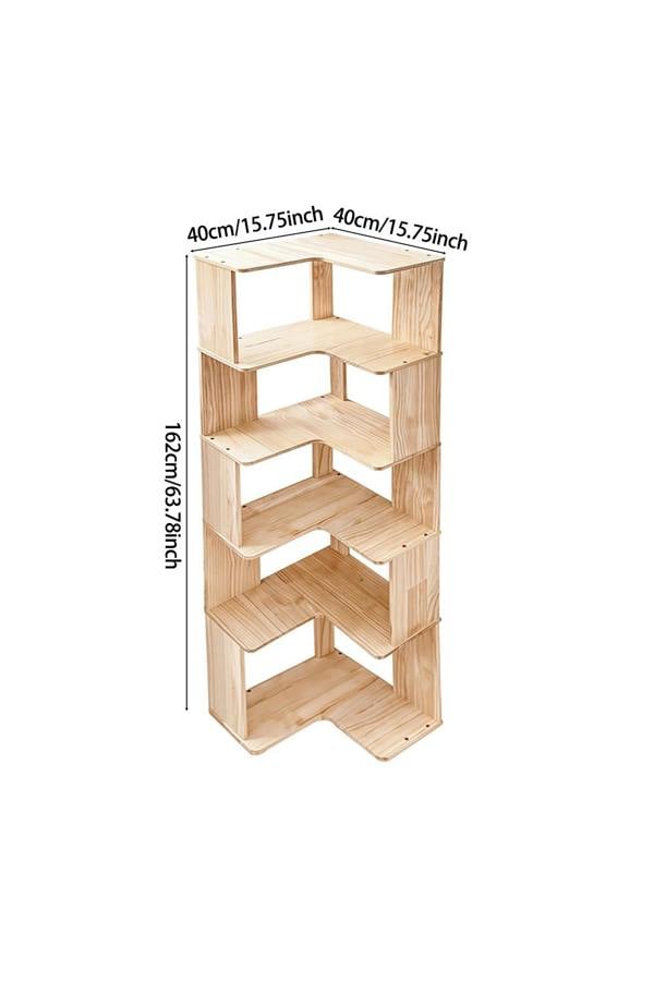 Living and Home 6/5/4-Tier L-shaped Corner Bookshelf Wooden Storage Rack Bookcase Holder Organizer